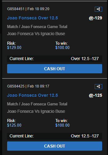 SmoothManSports's tweet photo. 🇧🇷 #ATPRioDeJaneiro 🍌 x🇶🇦 #ATPDoha 🍉 x 🇺🇸 #ATPDelray 🍓 | R16 Card🎾

Write-Up available on @SharpCircleBet for the Fonseca play 👀:

🍌 2U 🇧🇷 Joao Fonseca O12.5 (-127/1.79) 
🍉 2U 🇭🇺 Andrey Rublev ML (-109/1.92)
🍓 1U 🇺🇸 🇺🇸 Tiafoe-Svajda O22.5 (-124/1.81)
🍓 1U 🇺🇸 Zach Svajda ML (+150/2.50)

Another day flambeeing the lines. And on a sharp book like @bet_105; not the Mickey Mouse soft books almost anyone can beat.  

Let's hope it matters (it won't).

Best of luck, Super Team.

Trust the system; cash the slips. 

🍐🍊🍌🍉🍇🍈🍑🍍🥥🥭🍒🍓🍋🍏🍎🥑🥝🫐

#GamblingX #GamblingTwitter #tennis #tennispicks #bet105partner #atp #wta #atpchallenger #ATPRioDeJaneiro #ATPRio #RioOpen #ATPDelray #DBOpen #ATPDoha #QatarOpen