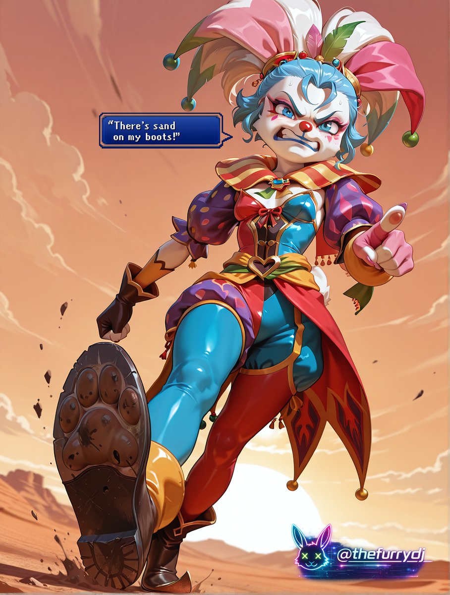 Second up on the Final Fantasy theme today we have <a href="/fullformai/">🌷🐰FullFormAI🐰🌷</a> aka Tilly as Kefka from FFVI #furry #furryai #aiart