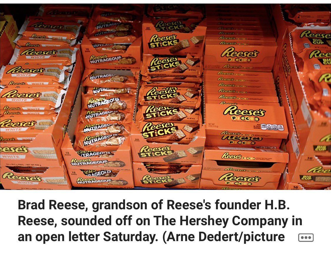 The grandson of the man who invented the Reese’s Peanut Butter Cup is publicly criticizing The Hershey Company, accusing the candy giant of quietly changing the recipe of certain products sold by the iconic brand.

Brad Reese, grandson of founder H.B. Reese, whose company merged