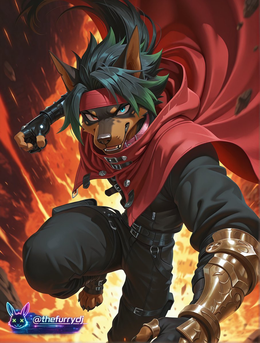 Third in our Final Fantasy run is going to be <a href="/ScoobydooAI85/">Scoobydoo85</a> as Vincent from Final Fantasy VII #furry #furryai #aiart