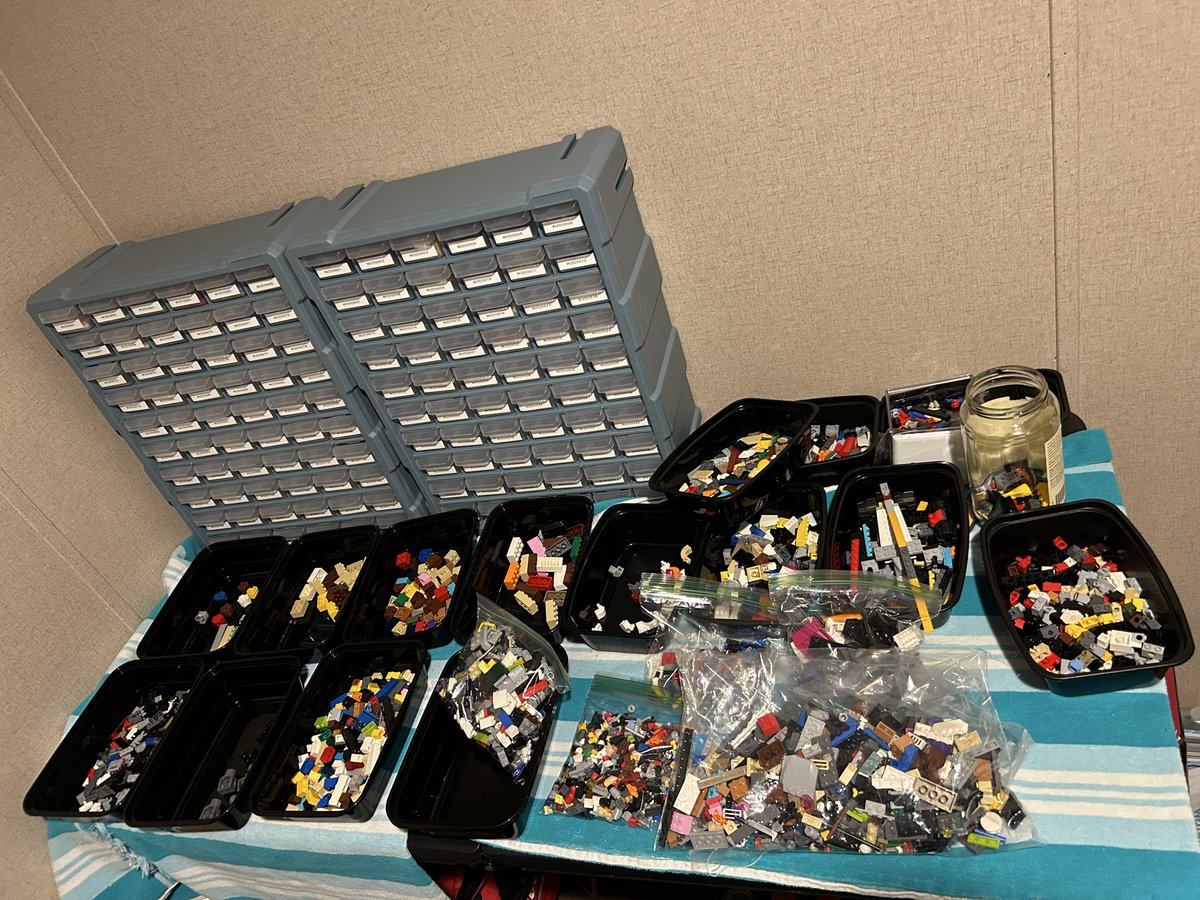 Cleaning sorting and uploading six pounds of Lego. Come check out our store and see if there is anything you need. 
Store.bricklink.com/frazlle