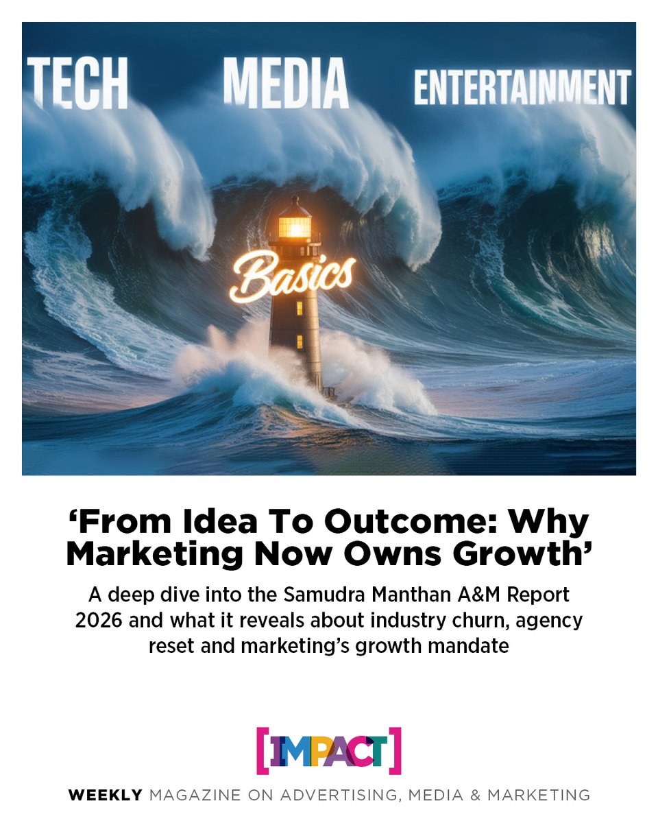 IMPACT_onnet's tweet image. The Samudra Manthan A&amp;amp;M Report 2026 highlights a shifting industry landscape where marketing is no longer just a support function but the core driver of business growth. 

Read more on - impactonnet.com/impact-feature…

@anuragbatrayo

#MarketingTrends #IndustryInsights #AgencyLandscape