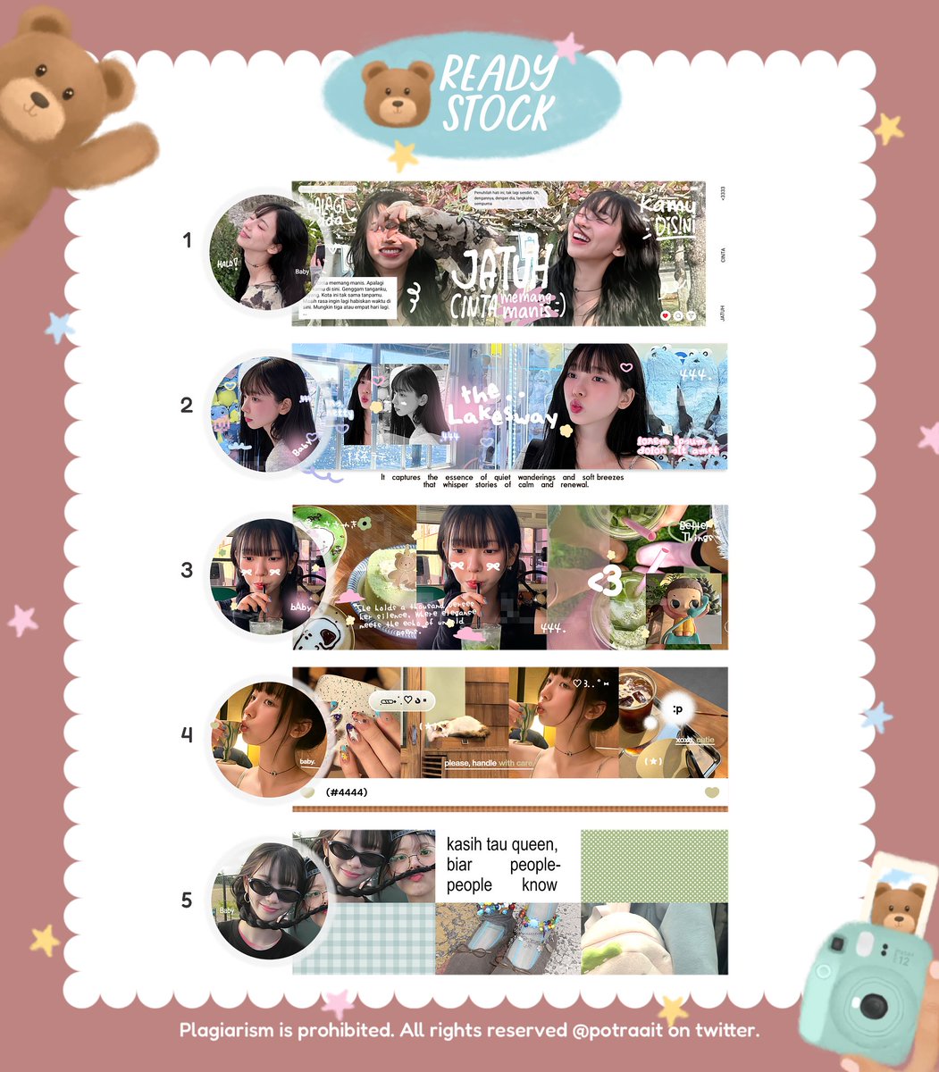 potraait's tweet image. help rt, makasih! 

hai aku ada layout ready stok serba serbi karina! price cek alt yaa, free retext. yg berminat boleh langsung dm/tele aku yaa, makacii! 🫶🏻

#zonauang