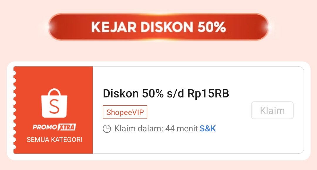 RacunBelanja's tweet photo. VOUCHER KHUSUS SHOPEEVIP‼️
📌 GAK PAKE REBUTAN
⏰ CUMA 1 JAM

Diskon 50% maksimal Rp15.000
⏰ Jam 12:00-13:00
📌 SETIAP HARI

Klaim vouchernya di sini:
https://t.co/VDqTfk9Wmq https://t.co/jWHm2j2AH6