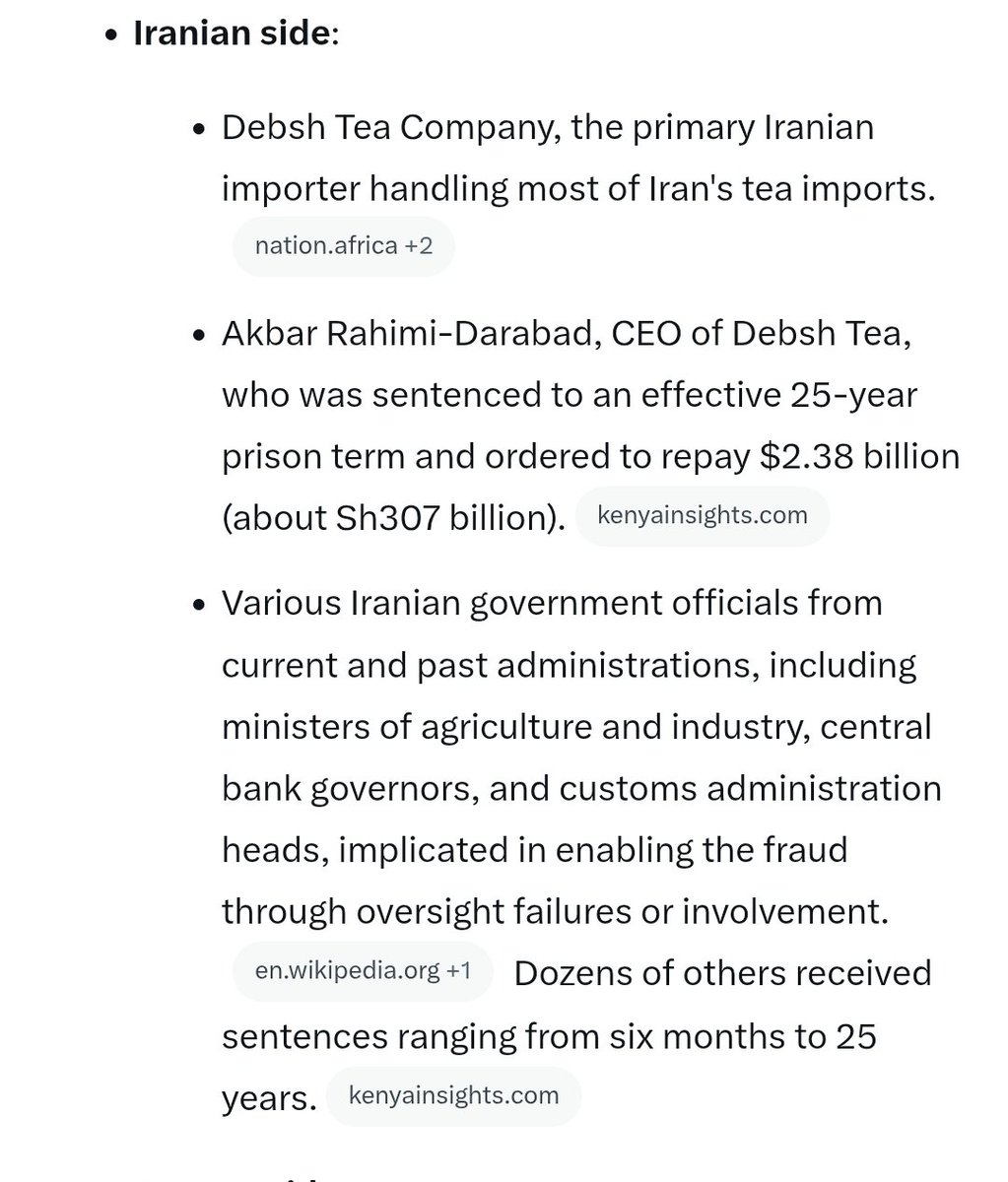 Iran is making a simple, reasonable demand, since they have jailed their corrupt tea cartels, can Kenya also jail its own tea barons before they can lift the ban and resume importing from Kenya! tumeshindwa na tumekataa
Because of that tea farmers are suffering from lost exports.