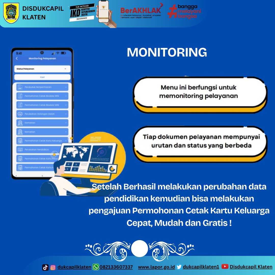 Halo sobat Dukcapil,  Update data pendidikan di data adminduk kini sangat penting dan mudah, dapat dilakukan mandiri melalui aplikasi Identitas Kependudukan Digital (IKD).  Yuk segera install dan aktifkan IKD ! Cepat, Mudah dan Gratis !