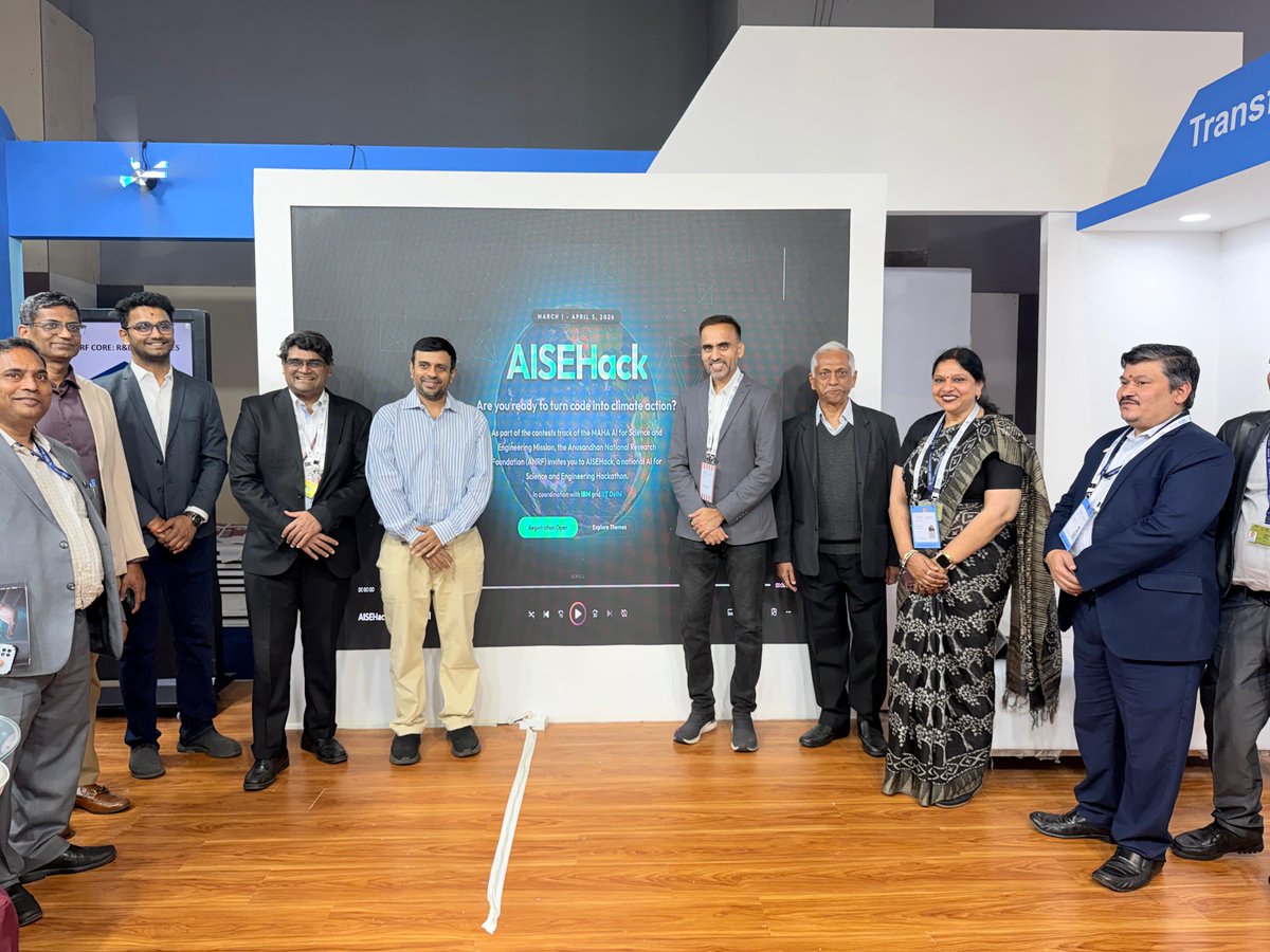 ANRFIndia's tweet image. 𝗟𝗮𝘂𝗻𝗰𝗵 𝗼𝗳 𝗔𝗜𝗦𝗘𝗛𝗮𝗰𝗸 𝟮𝟬𝟮𝟲 | 𝗡𝗮𝘁𝗶𝗼𝗻𝗮𝗹 𝗔𝗜 𝗳𝗼𝗿 𝗦𝗰𝗶𝗲𝗻𝗰𝗲 &amp;amp; 𝗘𝗻𝗴𝗶𝗻𝗲𝗲𝗿𝗶𝗻𝗴 𝗛𝗮𝗰𝗸𝗮𝘁𝗵𝗼𝗻

#ANRFIndia launched AISEHack 2026 at the AI Impact Summit, Bharat Mandapam, New Delhi. 

Hackathon website in Comment!