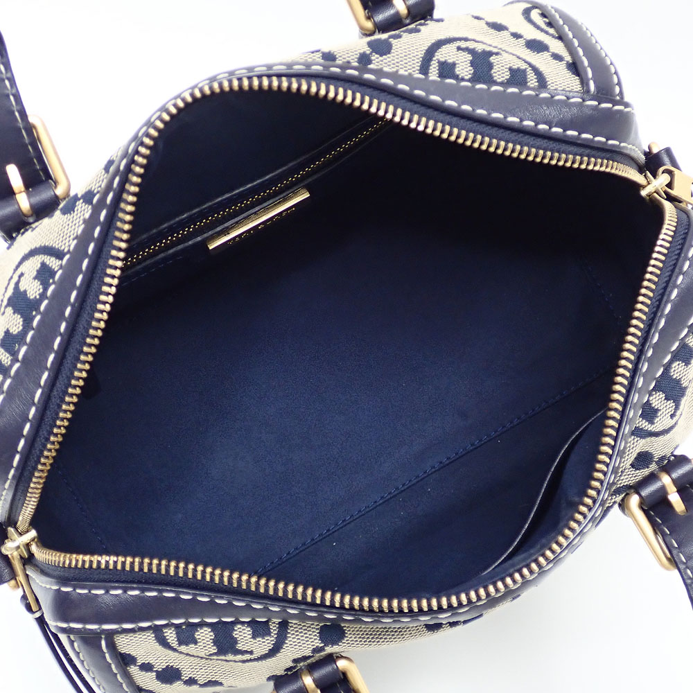 トリーバーチ キャンバス×レザー 2WAY ミニボストンバッグ 販売中です