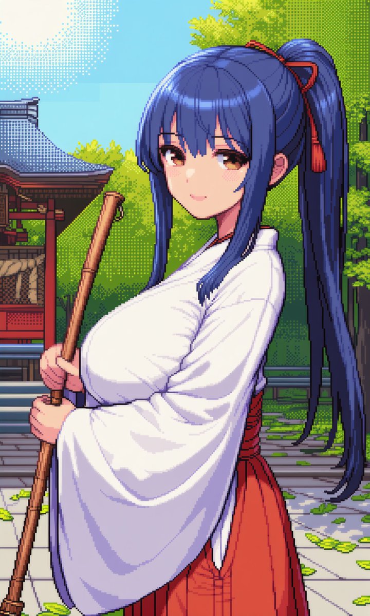 pixel art miko is totemo seiso AI