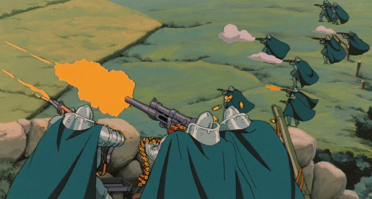 ファンタジーと銃の相性は確かに設定矛盾をどうするか作者の技量が試される難しいとこなんですがプレートアーマー纏った騎士とライフルの組み合わせめちゃくちゃは正味めちゃくちゃカッコイイというのはナウシカを観てた子供であれば分かるはずだ