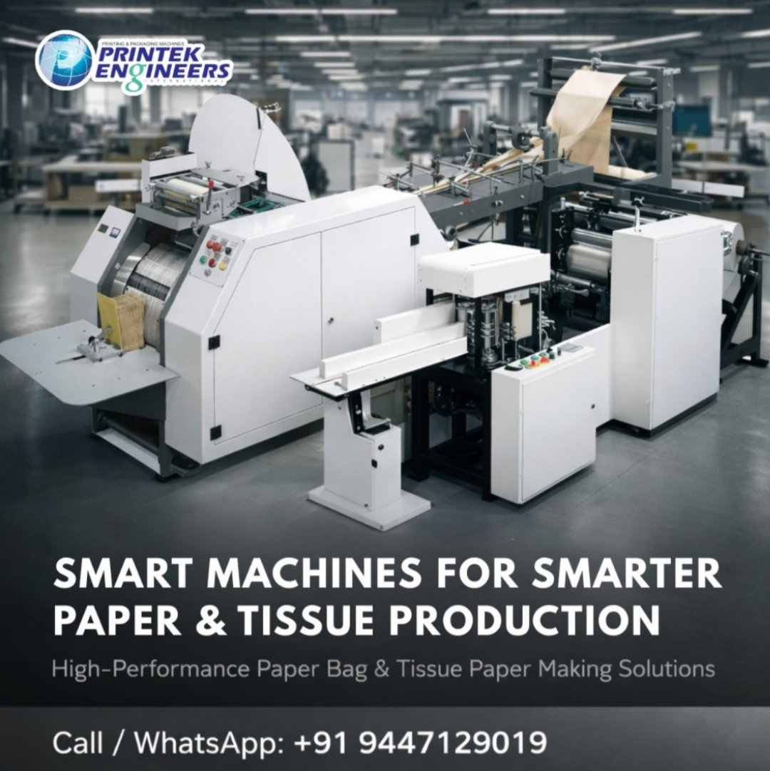 printekeng's tweet image. Advanced paper bag &amp;amp; tissue machines built for speed, precision, and reliability.

📷+91 9447129019
📷 printekengineers.com
#PaperMachines #TissuePaperMachine #PaperBagMachine #ManufacturingIndia #PackagingIndustry #IndustrialMachinery #PrintekEngineers