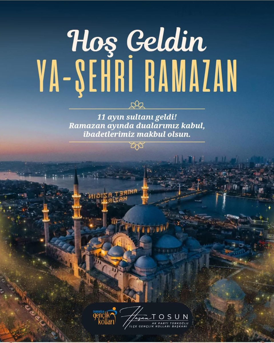 11 ayın sultanı geldi!
Ramazan ayında dualarımız kabul, ibadetlerimiz makbul olsun.