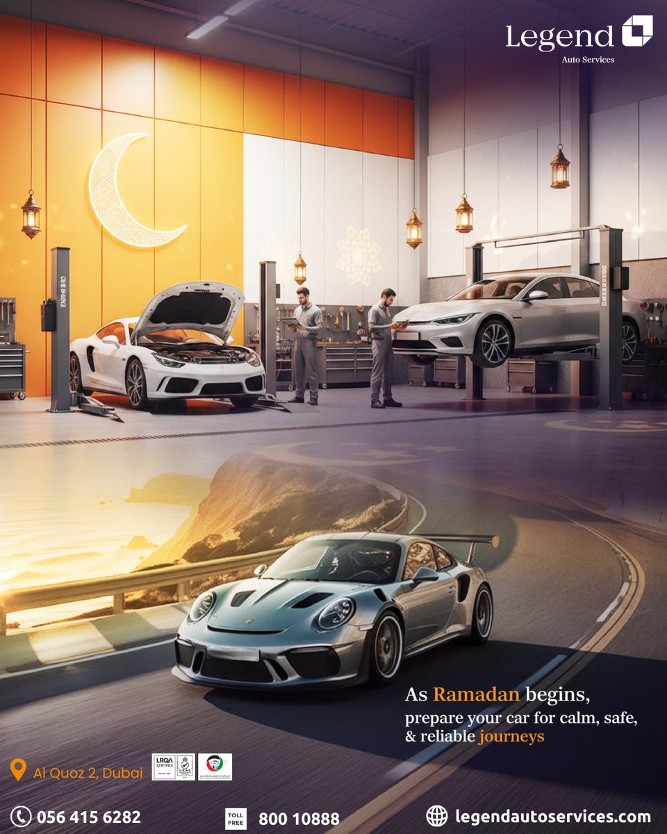 LegendWorldAuto's tweet photo. As Ramadan begins, make sure your car is ready for calm, safe, and reliable journeys.

📍 Al Quoz 2, Dubai
📞 056 415 6282 | ☎ 800 10888
🌐 https://t.co/EHwP3KDWGn

#LegendAutoServices #RamadanReady #CarServiceDubai #SafeJourneys #RamadanOffer #AutoCare #DubaiCars https://t.co/qFLnocVPFe
