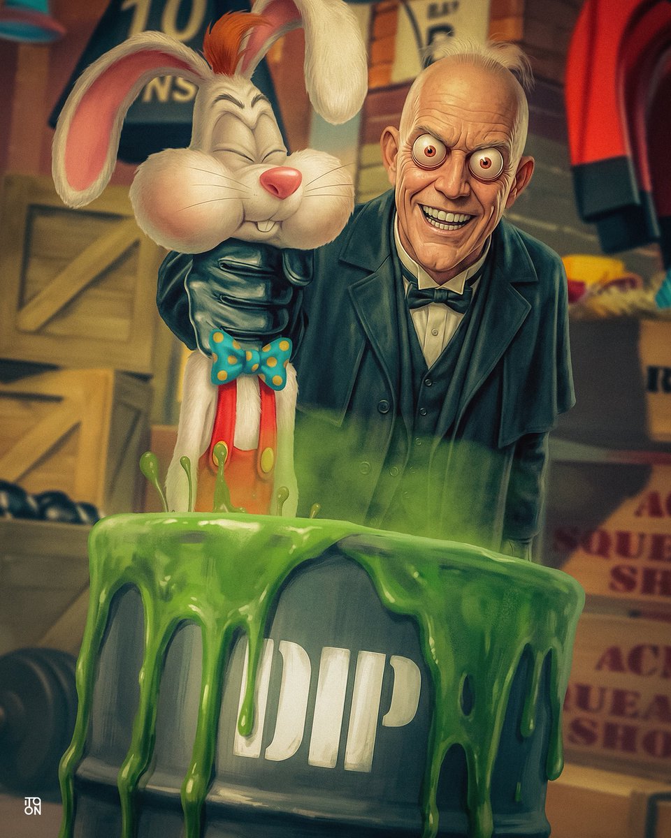 iToonOfficial's tweet photo. A crazy piece from the mind of jjschwbu89 that I did this week of Roger Rabbit. 
.
.
#rogerrabbit #nostalgia #procreate #80sfilms #whoframedrogerrabbit https://t.co/1VD6nzrfxi