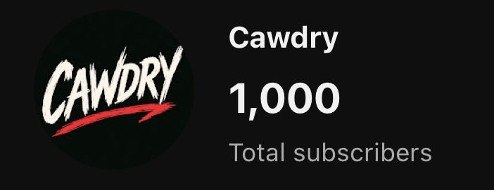 cawdryy's tweet photo. never thought this would happen, took us a little over 10 years but finally hit One Thousand YouTube subscribers, thank you to anyone that reads this https://t.co/YpohVbGbeM
