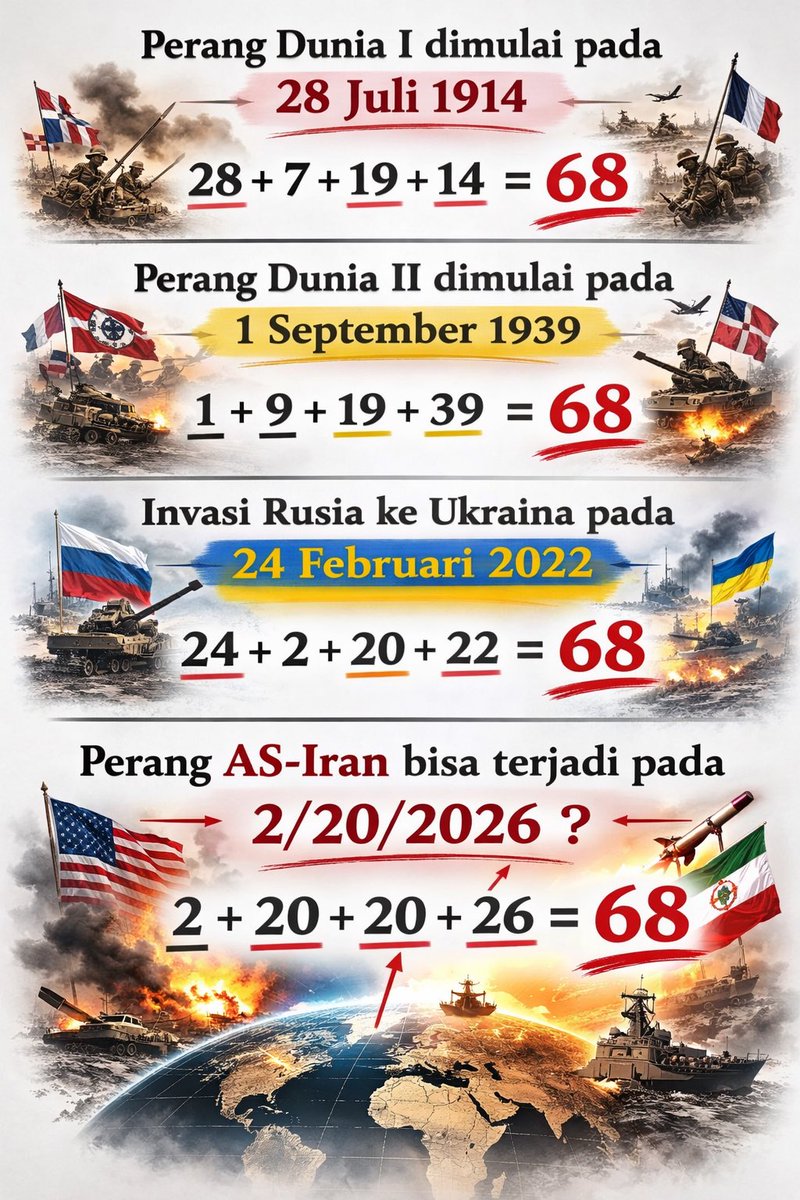 Teori yang beredar: 
Hari Jumat atau tanggal 20, Amerika Serikat memulai perang dengan Iran. 

Kebetulan atau pola?