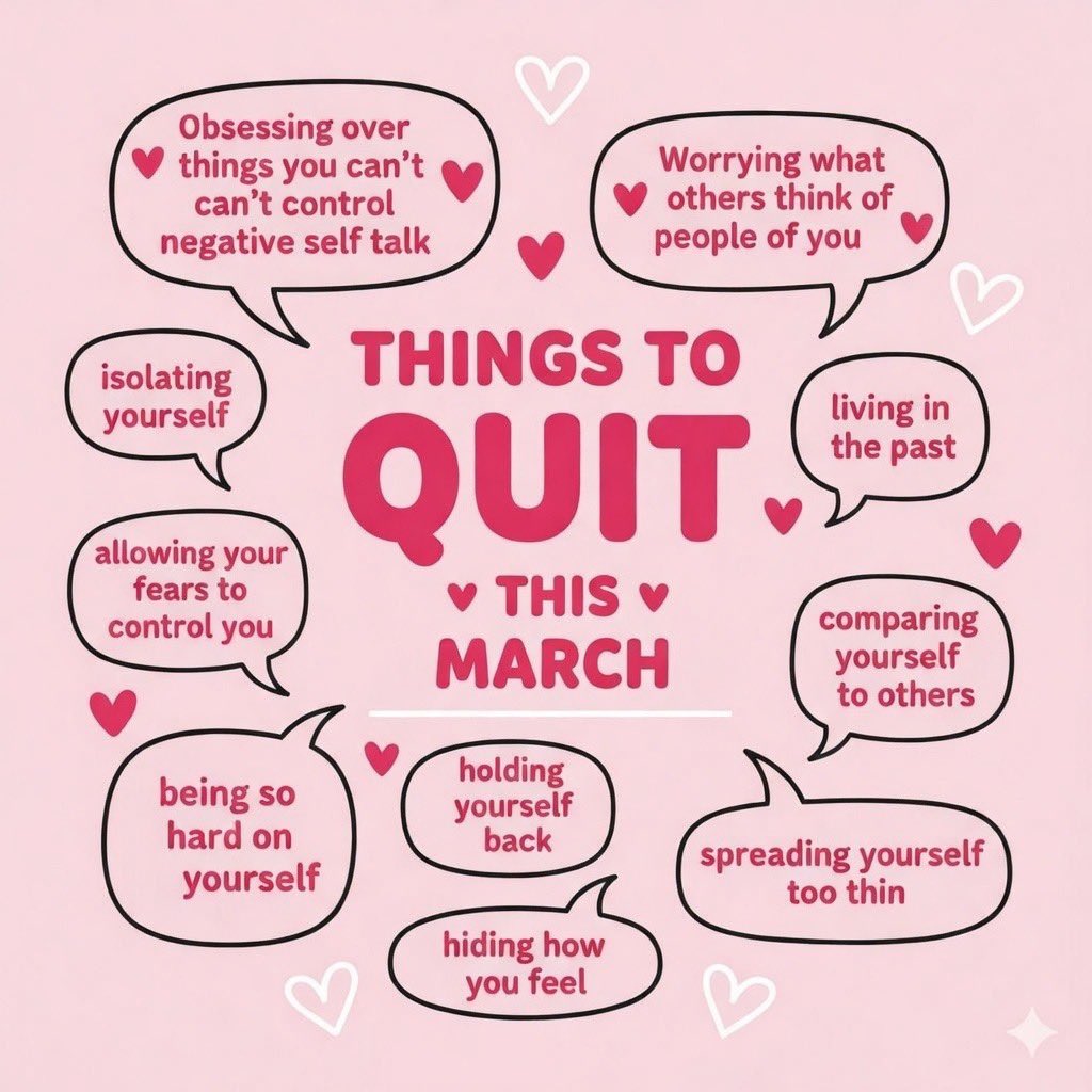 EvaMarieLove26's tweet photo. This March, letโs lovingly release what no longer serves us. You deserve to feel free. ๐ธ #ThingsToQuit https://t.co/f1W7ThovCj