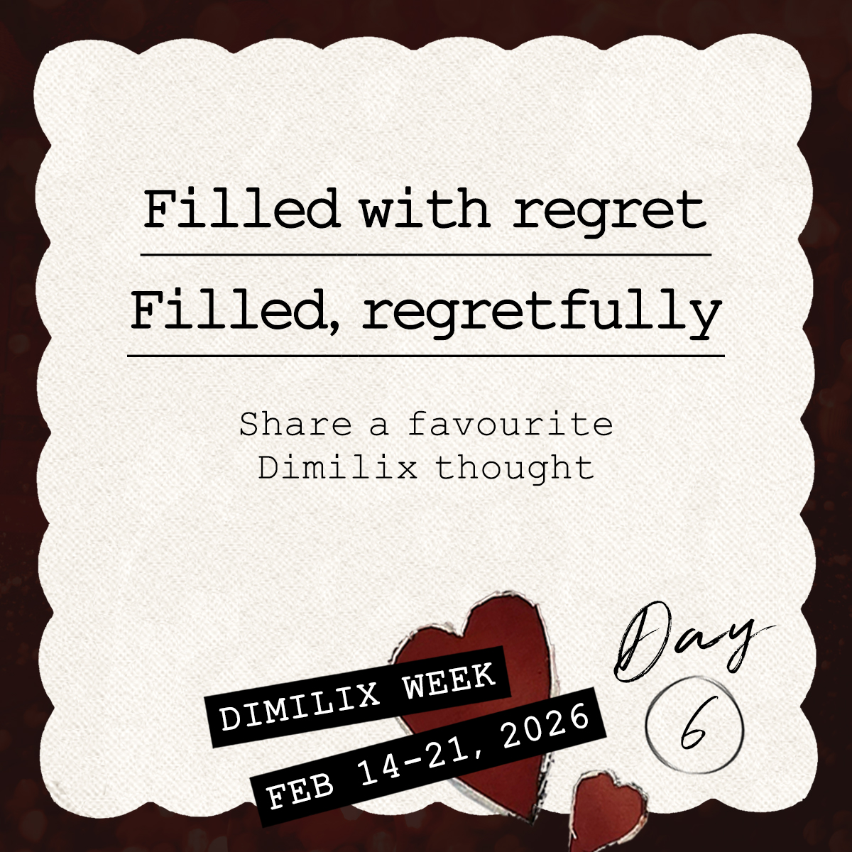 Ready for Day 6 of Dimilix Week!

You've celebrated so many works over on 🦋 with your recs, thank you so much! And remember—we welcome all types of works and #Dimilix joy, so don't be shy. Tag us <a href="/dimilixweek/">Dimilix Week - Feb 14-21, 2026</a> if we've missed you for a retweet!