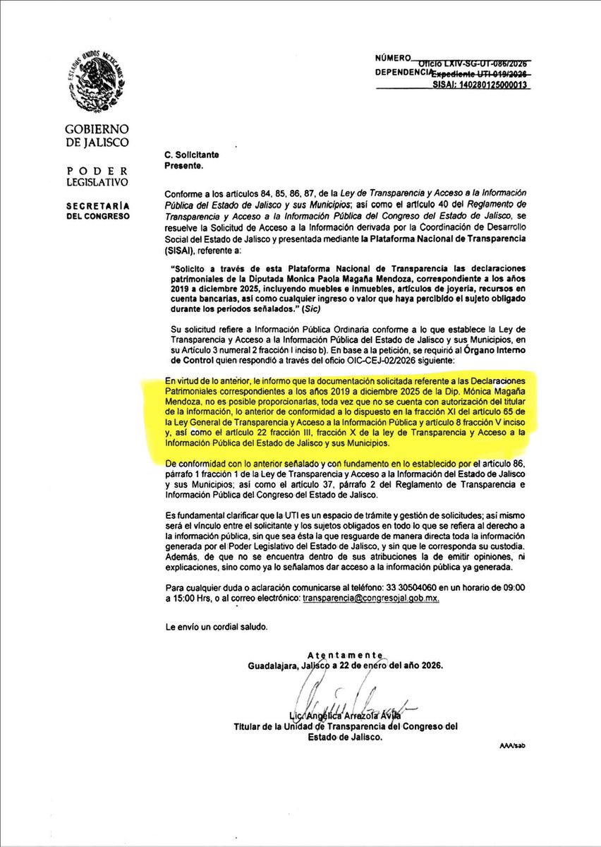 La diputada de MC, Mónica Magaña,  quien del 2020  al 2022 entregó 13 millones de pesos  en efectivo  para invertir  con el 8%  mensual, se negó a proporcionar sus declaraciones patrimoniales de 2019 al 2025.

Así respondió el pasado 22 de enero la titular de la Unidad de