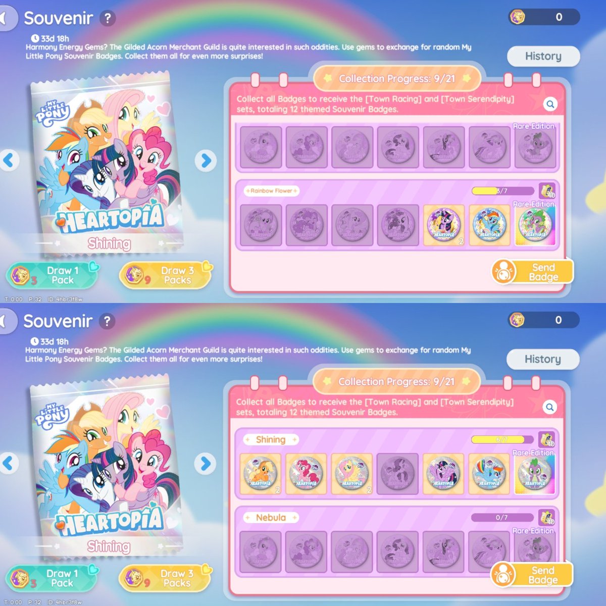 cwtiepieee's tweet photo. WTT SHINING &amp; RAINBOW FLOWER 

have : applejack (2), fluttershy (2), twilight rainbow (2)
need : rarity (shining), pinkie pie/apa aja deh yang masih kosong di (rainbow flower)

sea server yaa
uid : 4hbr3f8w https://t.co/U7Tepno4oJ