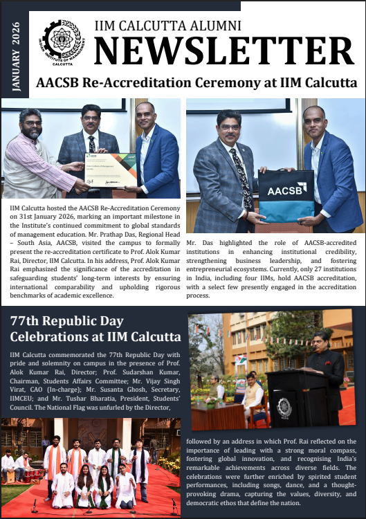 IIM_Calcutta's tweet photo. IIM Calcutta Presents January 2026 issue of Alumni Newsletter

Read More: https://t.co/hEpU4vkS9e

#IIMCalcutta, #AlumniNewsletter, #January2026Edition, #IIMCUpdates, #IIMCNews, #JanuaryAlumniNewsletter #AlumniNewsletter2026 https://t.co/JMkzxf1WdD