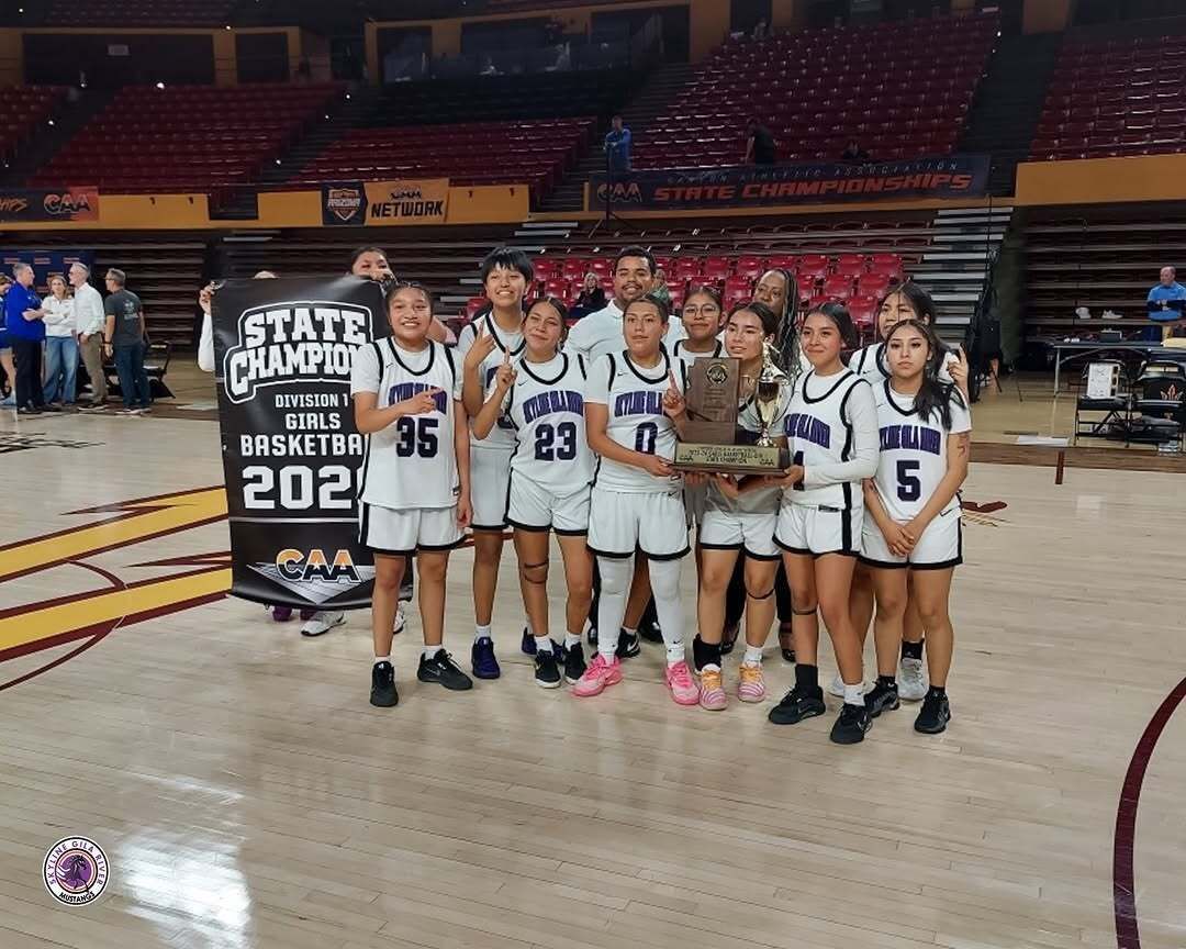 ndnsports's tweet image. Congratulations Skyline Gila River Lady Mustangs, out of Arizona, who won the 2026 Canyon Athletic Association Division One State Basketball Championship.  Representing the Gila River Indian Community!
#NativePreps #GRIC #CAA #StateChamps