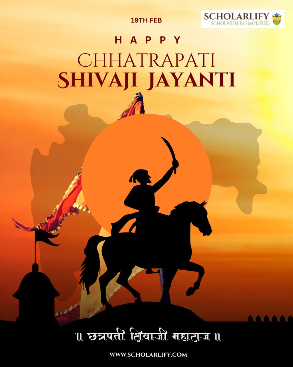 scholarlify's tweet photo. Remembering the fearless legacy of Chhatrapati Shivaji Maharaj on his Jayanti. 🏇
A true symbol of courage, leadership &amp; self-rule.
🌐 https://t.co/s7YRcu7fhs
#ShivajiJayanti #ChhatrapatiShivajiMaharaj #JaiBhavaniJaiShivaji https://t.co/RdWJebgN7F