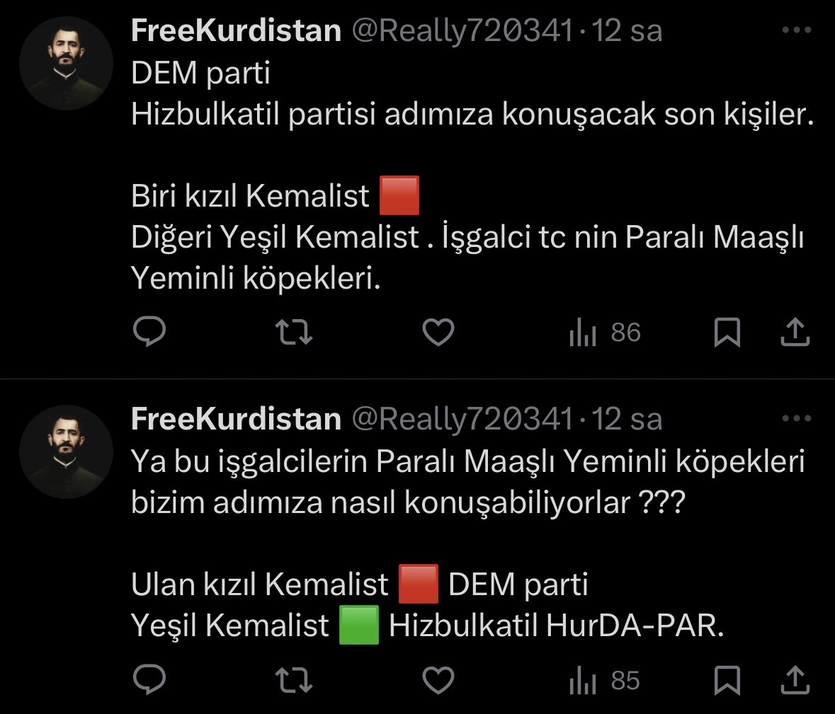 Ya bu kahpeler bugüne kadar hüdaparlıyız demiyorlarmıydı, kim kürtler için iyi birşey söylerse bunlar karşı çıkıyor yeminle bunların mit elemanı.
