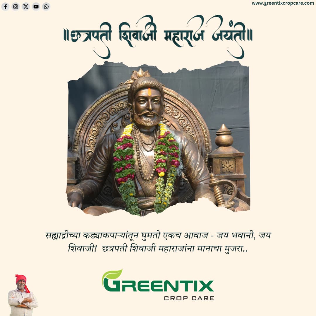GreentixCC's tweet photo. Chhatrapati Shivaji Maharaj Jayanti Par Naman
#greentixcorpcare #jaijavanjaikisan #indiakakishan #ShivajiMaharajJayanti #PGR #fungicide #IndianCulture https://t.co/xvEcS6KE68