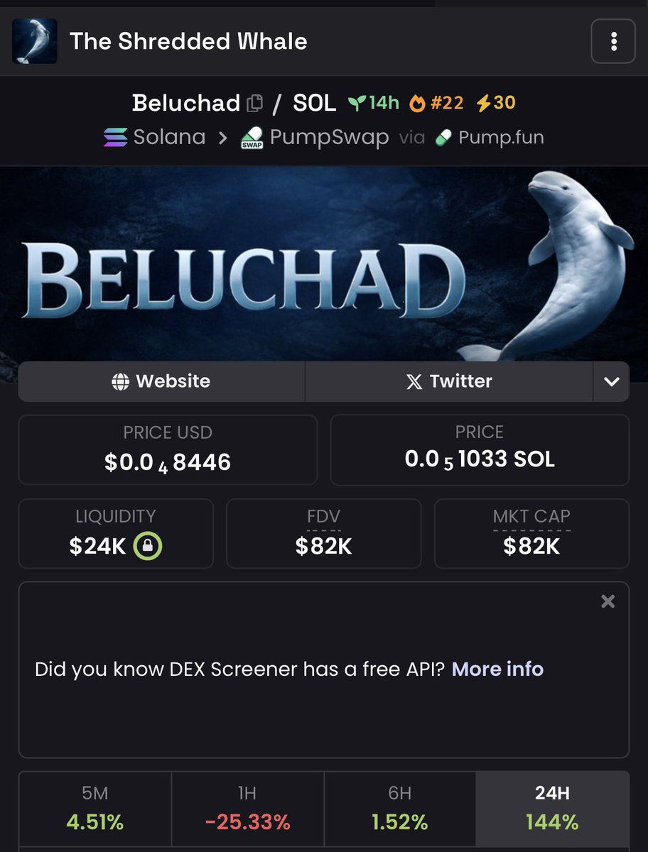 Yesterday had a massive dip then broke new ATH

This looks good on dexscreener 🤩

$Beluchad super cycle 🐋