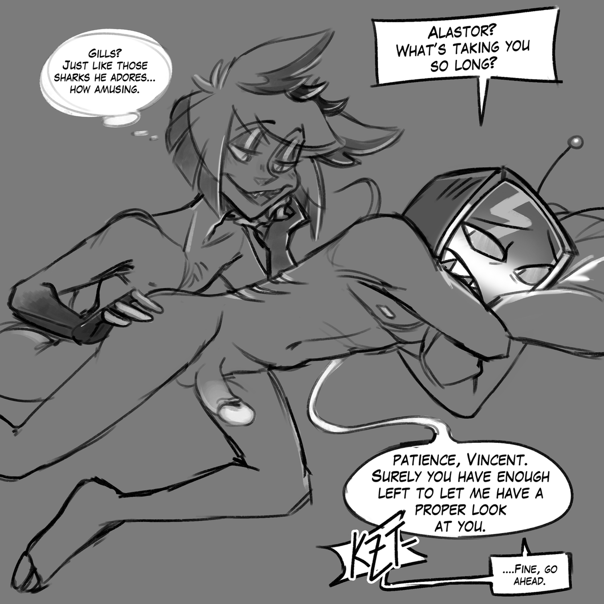 winternitelite's tweet photo. curiosity and exploration (4/12)  

aka the gill play comic 

#RadioStatic https://t.co/T5awmPNRYn