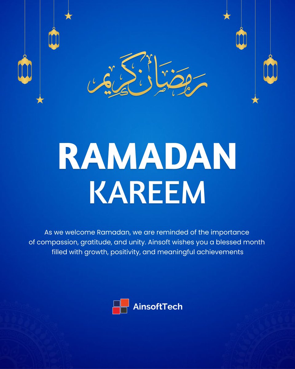 ainsoft_tech's tweet photo. Ramadan Mubarak!
@ainsoft_tech   wishes you peace, joy, and blessings. May this sacred month inspire reflection, gratitude, kindness, and meaningful achievements for all.
#ramadankareem #ramadan2026 #ramadanmubarak #ainsofttech https://t.co/nBEze6fZHI