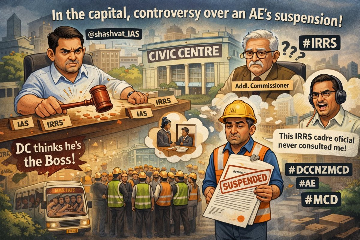 PressSubodhJain's tweet image. राजधानी में मिली पहली ही पोस्टिंग में सरताज बनने की चाहत में @shashvat_IAS ने  एक ऐसा फरमान जारी कर दिया जो विवाद का कारण बन गया !

मामला @DCCNZMCD के मातहत एक #AE का है, जो अपने सुपरियर अधिकारी से अवकाश की अनुमति लेकर छुट्टी पर गया। 

चर्चा है साहब को बात नागवार लगी कि #AE ने