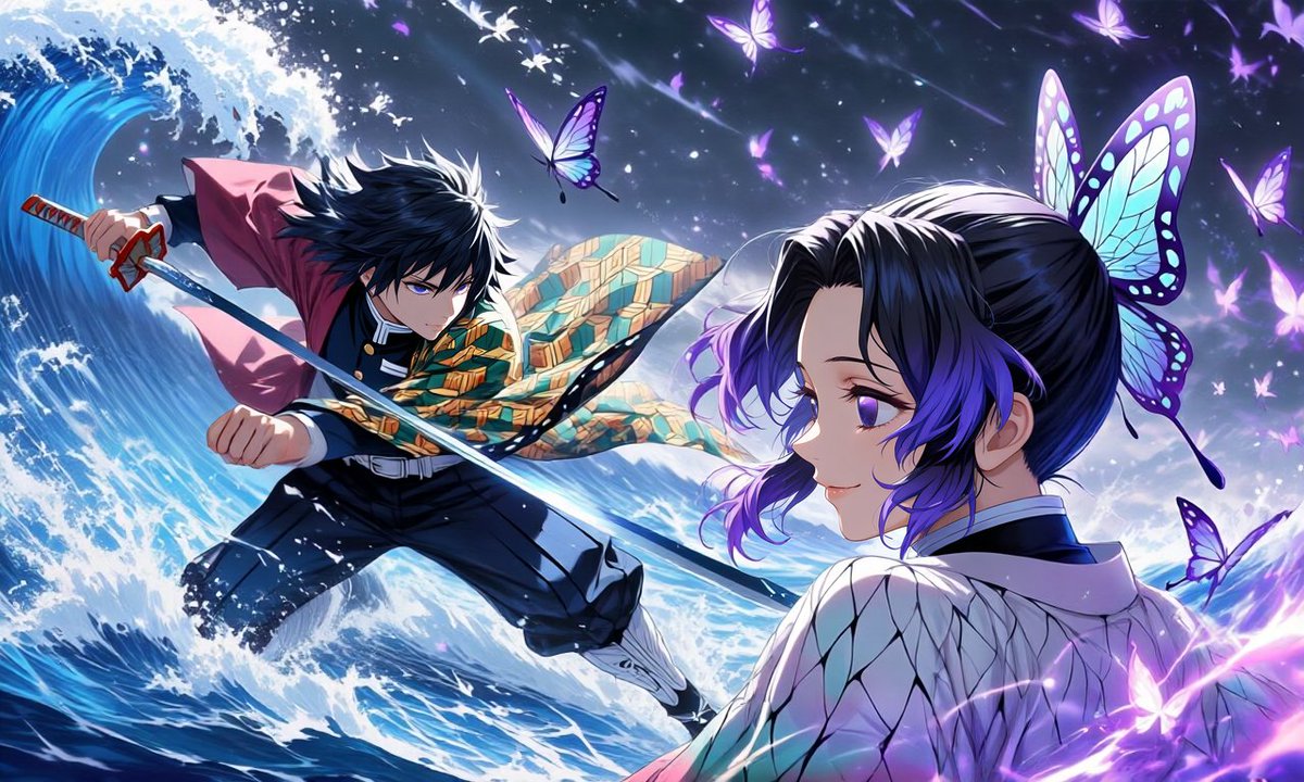 Bit3Qa's tweet image. 鬼滅の刃　義勇としのぶ