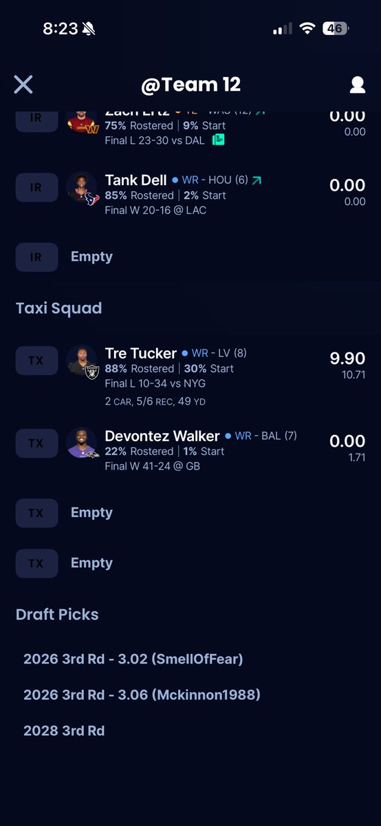 bruzer44's tweet photo. @SleeperHQ @MyFantasyLeague looking for an owner. 12 team SF. $50/year. Team finished 3rd last year https://t.co/ZrHUMYsJWk