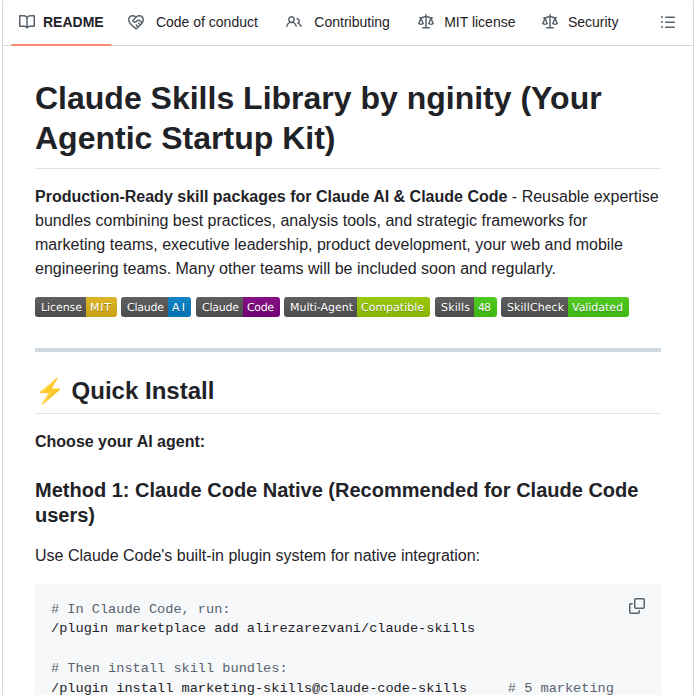 Skill packages for Claude Code and Claude AI https://t.co/GkqD9khv4e