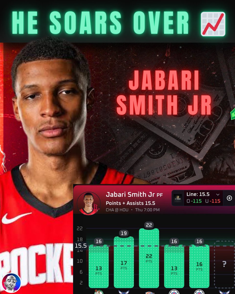 FrannysPlays's tweet image. He SOARS OVER In This Game 📈

Jabari Smith Over 15.5 Pts+Ast’s 
#AllFire vs #Hivementality 

TT Collab w/ @ColeysCashes &amp;amp; @ChronicBets 📲

What a perfect way to back a dude that experienced some unusual social media drama! 😂 Jabari is over this line in his L8/8 (100%) of games