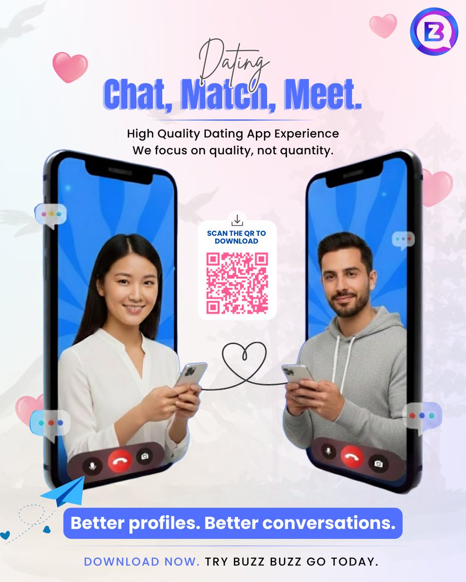 buzzbuzzgo_app's tweet image. Find the Right One ❤️

Less swiping. More meaning.
Real profiles. Real conversations.
Buzz Buzz Go — dating with purpose.

📲 Download now.

play.google.com/store/apps/det…

#BuzzBuzzGo #DatingApp #MeaningfulConnections