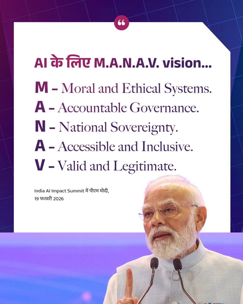 PMOIndia's tweet image. The M.A.N.A.V. vision for AI.