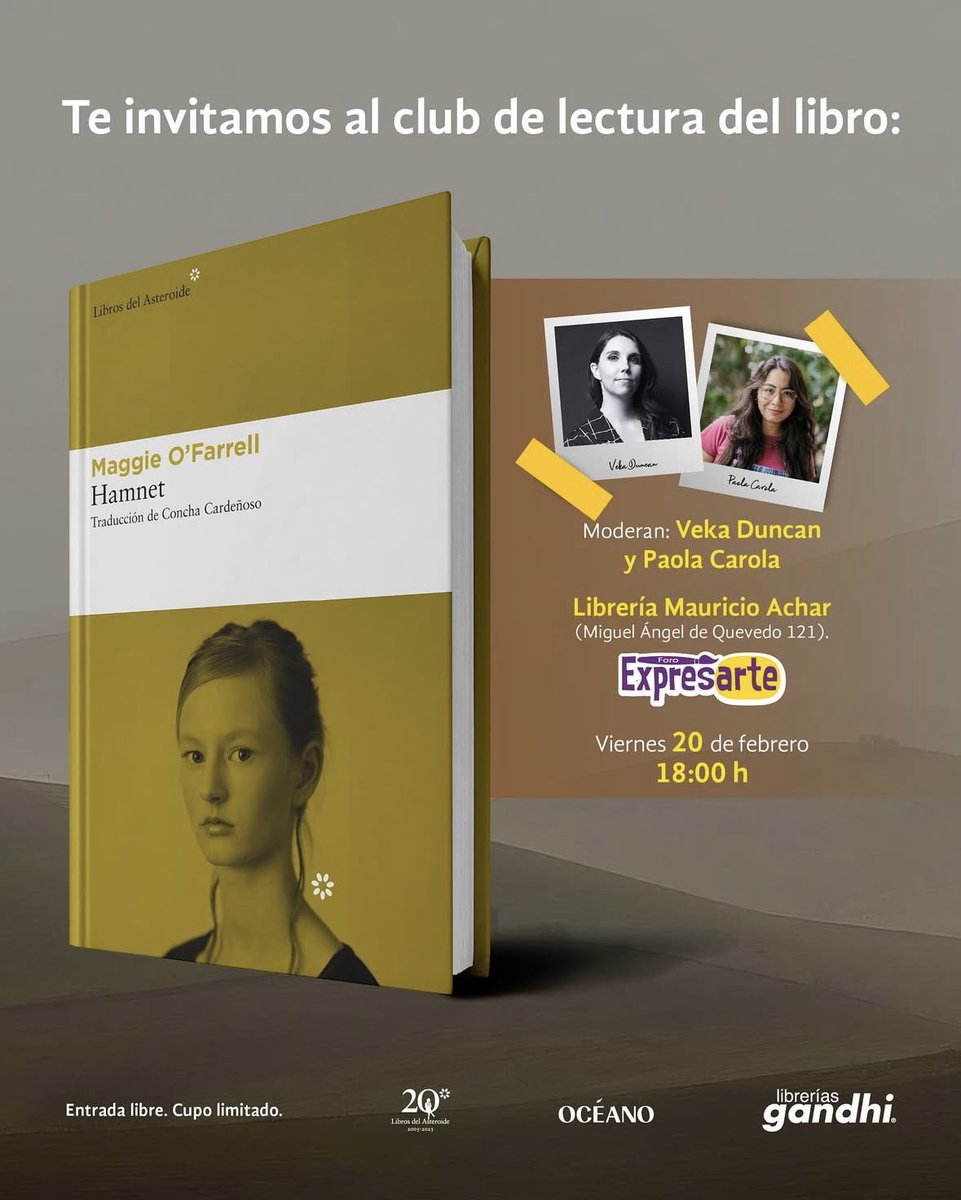VekaDuncan's tweet photo. ¡Acompáñenme en un fin de semana muy literario! La primera parada es el viernes en @EventosGandhi donde platicaré con @paolacarola sobre Hamnet, luego nos vamos el sábado a la @FILMineria con la @FilmotecaUNAM 🤩📚 https://t.co/zOo1UPn0KT