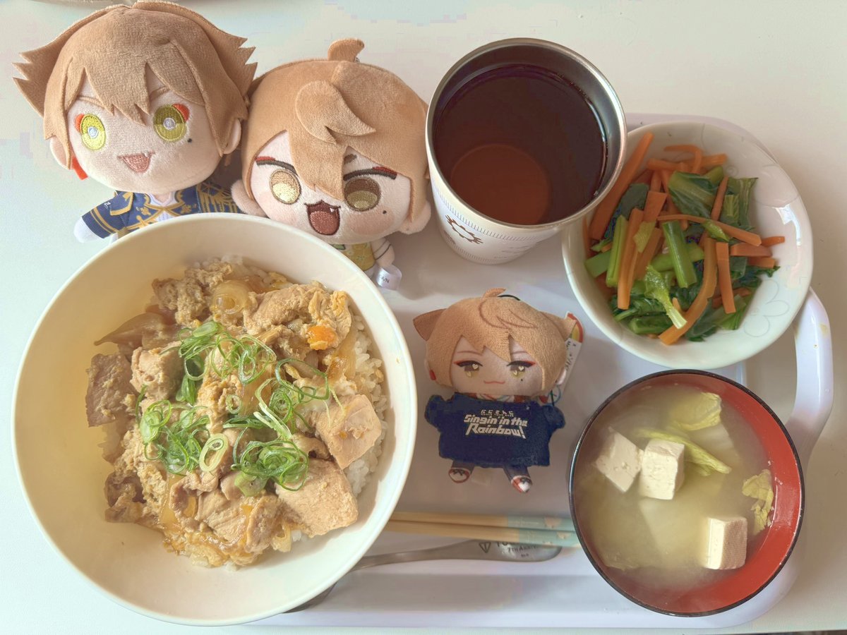 #おはガク #ガク食オープンキャンパス
ガッくん・アクターの皆様おはようございます☀️
今回は「親子丼・小松菜と人参の煮びたし・白菜とお豆腐の味噌汁」で参加!!
美味しそうに出来てよかった～！食べるの楽しみ✨✌