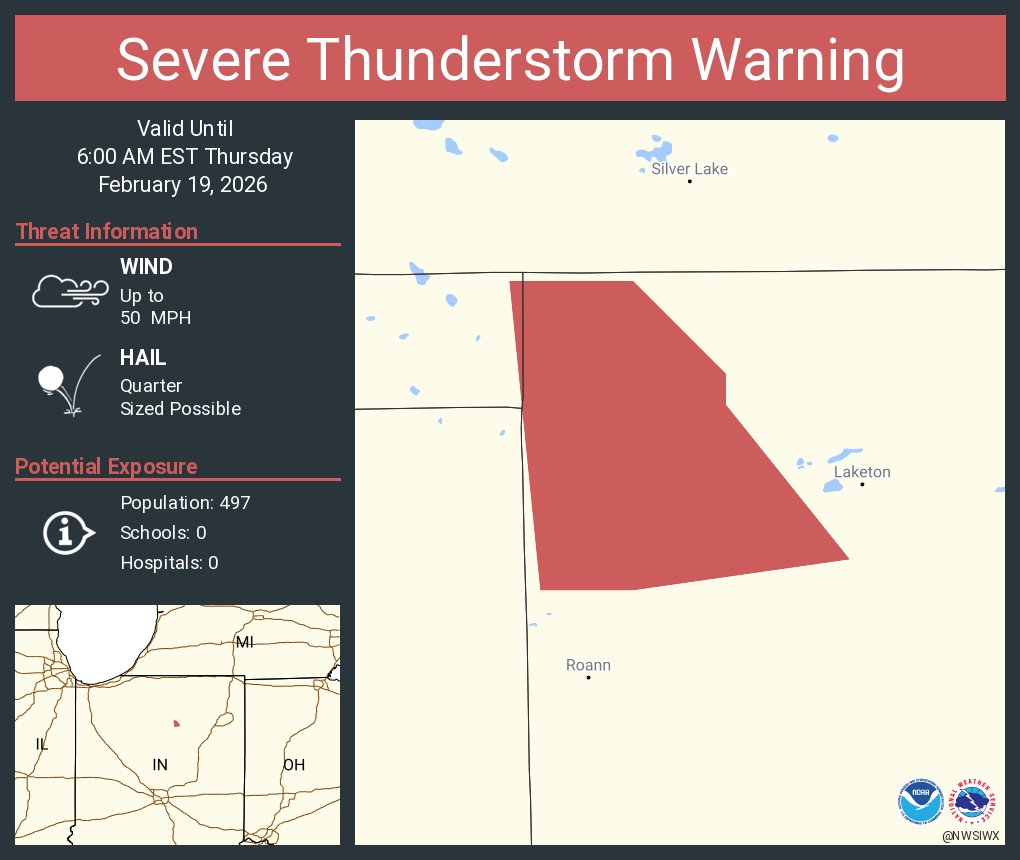 NWSIWX's tweet photo. Severe Thunderstorm Warning continues for Miami County, IN, Wabash County, IN until 6:00 AM EST https://t.co/Q0dSpoedZS