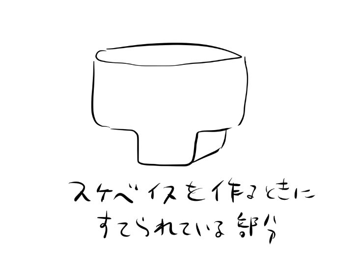 スケベイスを作るときに捨てられている部分を描きました 