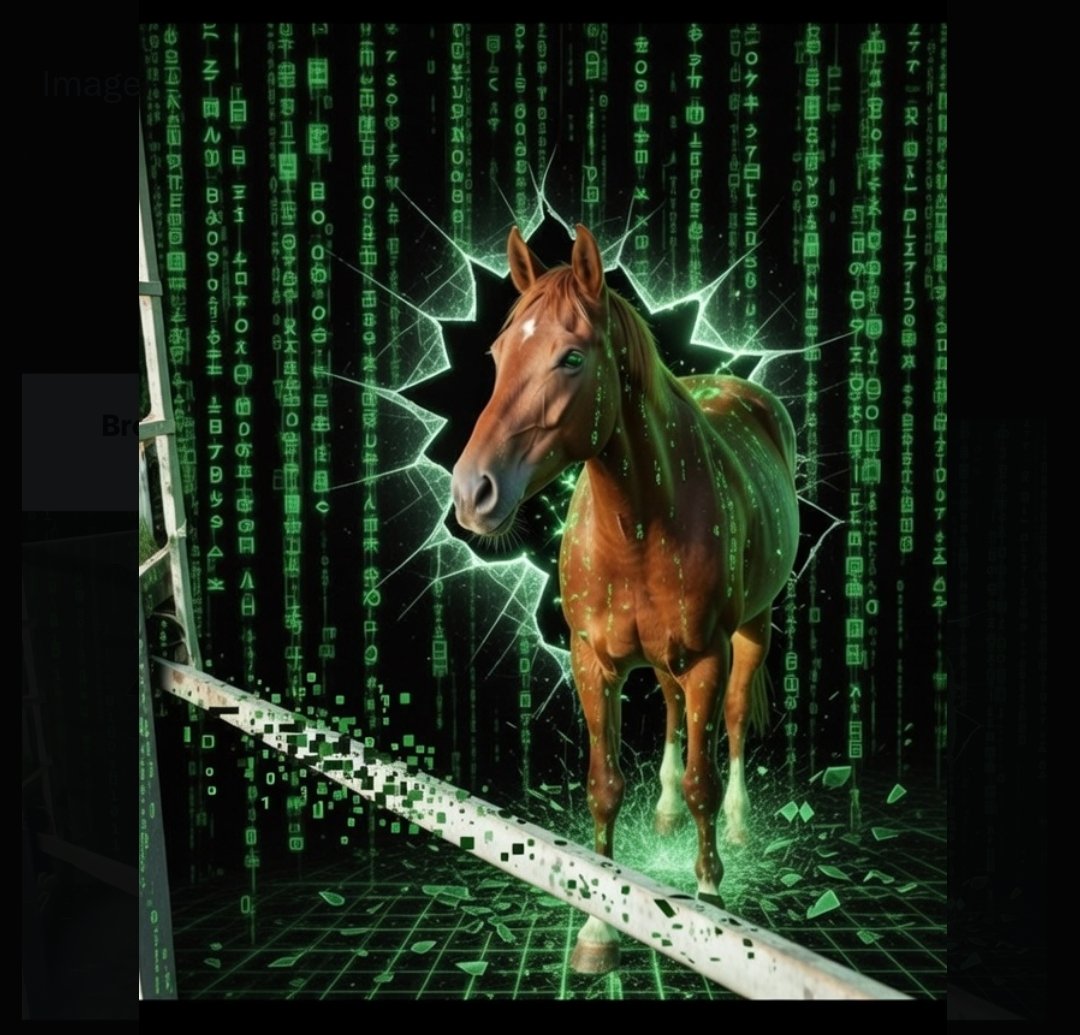 Perhaps it's all just an illusion.
The Matrix is the illusion.  That horse is trying to break free from the illusion

 —

Escape the Matrix.Andrew Tate has said it clearly:
School is a scam, the 9-5 job is a scam.
You have to escape the matrix if you want real freedom and