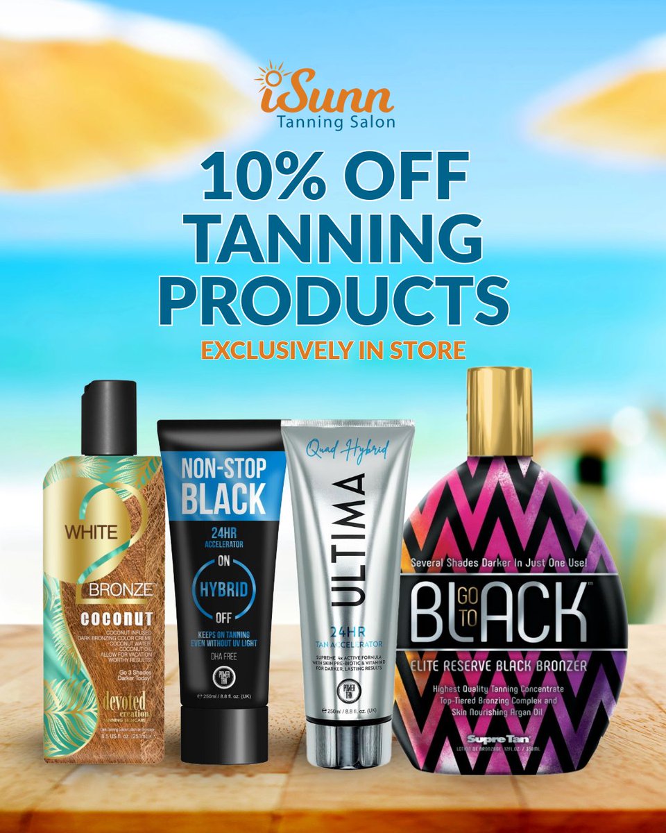 iSunnTanning's tweet photo. What a wet February it's been! ☔☀️

Still time to escape the rain and save 10% on all tanning products (bottles, tubes &amp; sachets) — offer runs through end of month.

In-store at Portishead &amp; Gloucester Road. No appointment needed 💛

#iSunnTanningSalon #Sunbeds #SelfCare https://t.co/oMVkWzyz6h