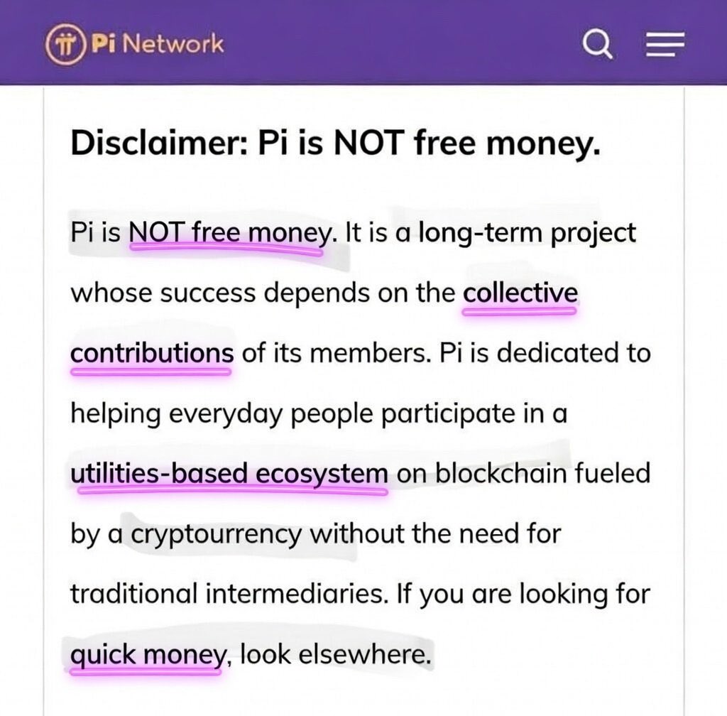Pi is NOT free money. And that’s exactly the point.

Pi was never designed to be a “get rich quick” scheme.
It is a long-term project built on collective contribution, real utility, and ecosystem growth.

Success in Pi depends on the community.
On builders developing apps.
On