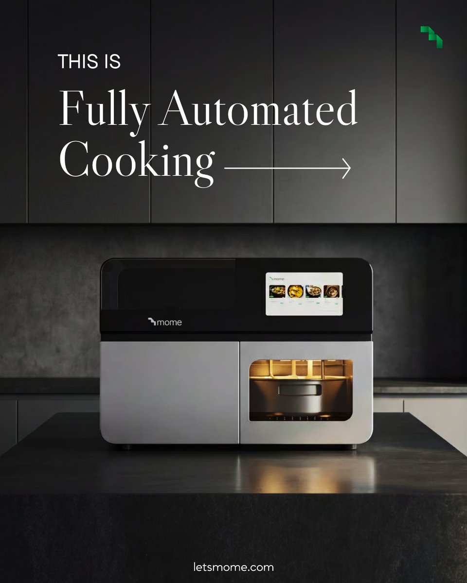 letsmome's tweet image. This isn’t just a cooking machine.

It’s a fully automated kitchen system.

✔ Ingredient &amp;amp; seasoning containers
✔ Auto oil &amp;amp; water
✔ Smart stirring &amp;amp; cooking

 You Add ingredients once.

 Mome handles the rest.

#mome #KitchenAutomation #SmartHome #FoodTech #FutureLiving
