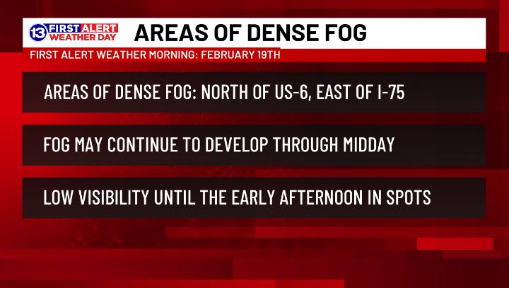 With dense fog continuing to develop, we've issued a FIRST ALERT WEATHER DAY for this Thursday AM. Even if you're not seeing much yet or it isn't too dense, the fog should continue to form in the hours ahead. Plus, slick spots may develop where temps are near to below freezing.