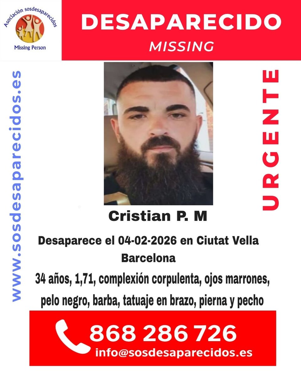 🆘 DESAPARECIDO
#Desaparecido #Missing #España #sosdesaparecidos #Barcelona
Síguenos <a href="/sosdesaparecido/">ALERTA DESAPARECIDOS</a>