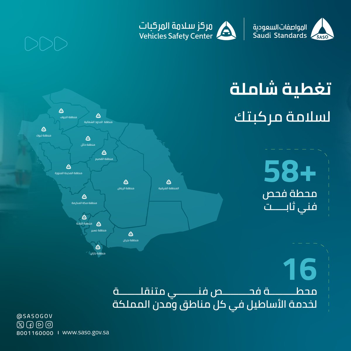 SASOGOV's tweet photo. تقنيات متطورة.. ومعايير فنية دقيقة..

نواصل في المواصفات السعودية تطوير مراكز الفحص الفني الدوري وتوسيع نطاقها، لضمان أعلى مستويات الامتثال والسلامة المرورية في كافة مناطق المملكة.